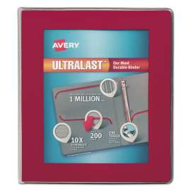 UltraLast Heavy-Duty View Binder with One Touch Slant Rings, 3 Rings, 1" Capacity, 11 x 8.5, Red