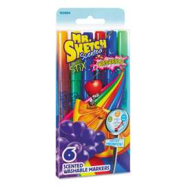 Washable Marker Stixs, Extra-Fine 0.8 mm Bullet Tip, Assorted Colors, 6/Set