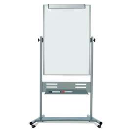 Revolver Easel, 35.4 x 47.2, 80" Tall Easel, Vertical Orientation, White Surface, Silver Aluminum Frame
