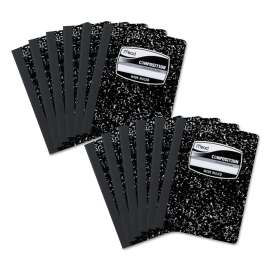 Square Deal Composition Book, 3 Subject, Wide/Legal Rule, Black Cover, 9.75 x 7.5, 100 Sheets, 12/Pack