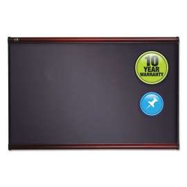 Prestige Bulletin Board, Diamond Mesh Fabric, 72 x 48, Gray Surface, Fiberboard Mahogany Frame