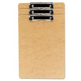 Hardboard Clipboard with Low-Profile Clip, 0.5" Clip Capacity, Holds 8.5 x 14 Sheets, Brown, 3/Pack
