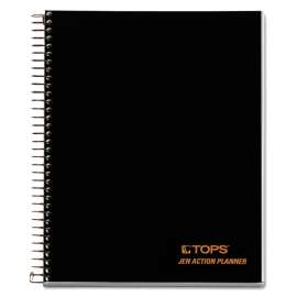 JEN Action Planner, 1 Subject, Narrow Rule, Black Cover, 8.5 x 6.75, 100 Sheets