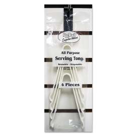 Tongs, Plastic, White, 6 1/2", 4/Pack