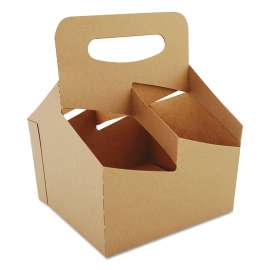4-Corner Pop-Up Food and Drink Tray, 4-Cup up to 32-oz Beverages, 7.25 x 7 x 9.25, White, Paper, 250/Carton