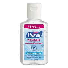 Advanced Refreshing Gel Hand Sanitizer, 2 oz, Flip-Cap Bottle, Clean Scent, 24/Carton