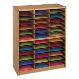 Steel/Fiberboard Literature Sorter, 36 Compartments, 32.25 x 13.5 x 38, Oak