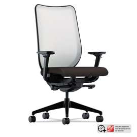 HON ComforTask Center-Tilt Task Chair, Supports Up to 300 lb, 17" to 22" Seat Height, Frost Seat/Back, Black Base