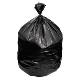 Waste Can Liners, 60 gal, 1.2 mil, 38" x 58", Black, 10 Bags/Roll, 10 Rolls/Carton