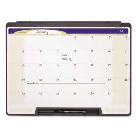 motion cubicle dry erase monthly calendar, 24 x 18, white surface, black plastic frame