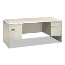 HON 38000 Series Right Pedestal Desk, 48" x 30" x 29.5", Harvest/Putty