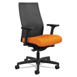 HON Solve Series Upholstered Back Task Stool, Supports Up to 300 lb, 23" to 33" Seat Height, Sterling Seat/Back, Black Base