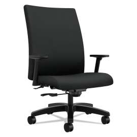 HON Motivate Four-Leg Stacking Chair with Plastic Seat, Supports 300 lb, 17.75" Seat Height, Onyx Seat/Back, Platinum Base, 2/CT