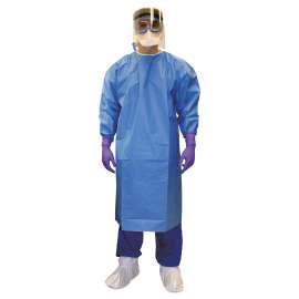 Pure A7 Certified Liquid Barrier Gown, 2X-Large, Blue, 10/Carton