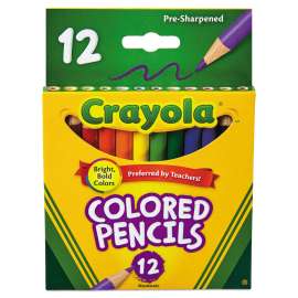 Short-Length Colored Pencil Set, 3.3 mm, 2B (#1), Assorted Lead/Barrel Colors, Dozen