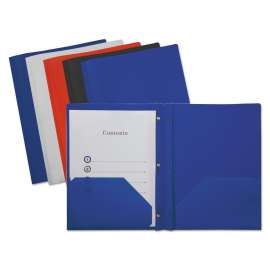 Plastic Twin-Pocket Report Covers with Three-Prong Fastener, 11 x 8.5, Assorted/Assorted, 10/Pack