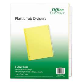 Plastic Insertable Dividers, 8-Tab, 11 x 8.5, Clear Tabs, 1 Set