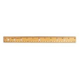 Beveled Wood Ruler w/Single Metal Edge, 3-Hole Punched, Standard/Metric, 12" Long, Natural, 36/Box