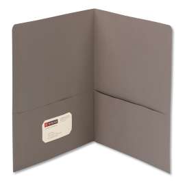 Two-Pocket Folder, Embossed Leather Grain Paper, Gray, 25/Box