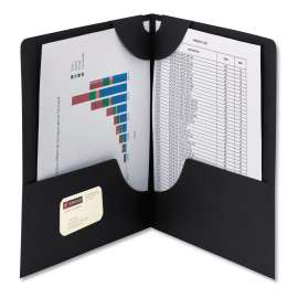 Lockit Two-Pocket Folder, Textured Paper, 100-Sheet Capacity, 11 x 8.5, Black, 25/Box