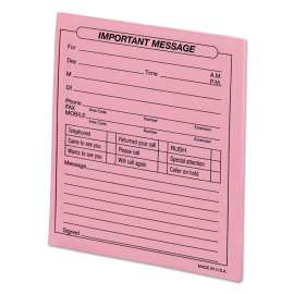 Important Message Pink Pads, One-Part (No Copies), 4.25 x 5.5, 50 Forms/Pad, 12 Pads/Pack