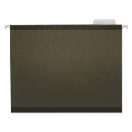 Deluxe Reinforced Recycled Hanging File Folders, Letter Size, 1/5-Cut Tabs, Standard Green, 25/Box