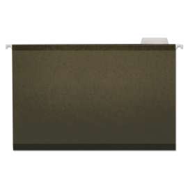 Deluxe Reinforced Recycled Hanging File Folders, Legal Size, 1/5-Cut Tabs, Standard Green, 25/Box