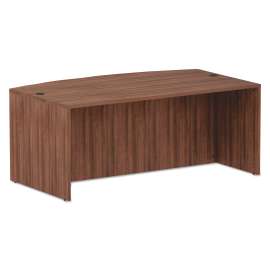 Alera - Valencia Series Modern Walnut Bow Front Office Desk Shell
