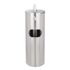 Standing Stainless Wipes Dispener, Cylindrical, 5gal, Stainless Steel