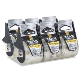 MAX Packaging Tape with Dispenser, 1.5" Core, 1.88" x 22 yds, Crystal Clear, 6/Pack