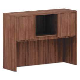 Alera - Valencia Series Modern Walnut 3 Compartments Office Desk Hutch with Doors