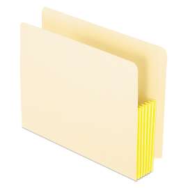 Manila Drop Front Shelf File Pockets with Rip-Proof-Tape Gusset Top, 5.25" Expansion, Letter Size, Manila, 10/Box