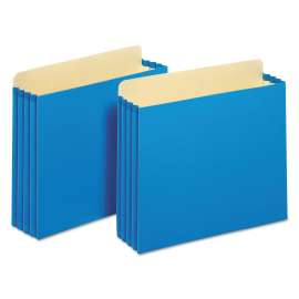 File Cabinet Pockets, 3.5" Expansion, Letter Size, Blue, 10/Box