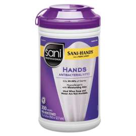 Antibacterial Wipes, 5 x 7.5, White, 300 Wipes/Canister