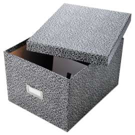 Reinforced Board Card File, Lift-Off Cover, Holds 1,200 6 x 9 Cards, 9 x 11 x 6.75, Black/White