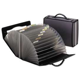 26-Pocket Document Carrying Case, 26 Sections, Cord/Hook Closure, 1/6-Cut Tabs, Letter Size, Smoke