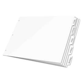 Write 'n Erase Tabloid Index Dividers, 5-Tab, 11 x 17, White, 1 Set