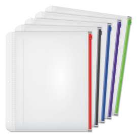 Expanding Zipper Binder Pocket, 11 x 8 1/2, Assorted Colors, 5/Pack