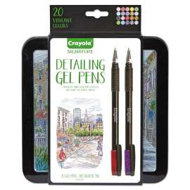 Detailing Gel Pen, Stick, Medium 1 mm, Assorted Ink Colors, Black Barrel, 20/Pack