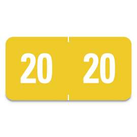 Yearly End Tab File Folder Labels, 20, 0.5 x 1, Yellow, 25/Sheet, 10 Sheets/Pack