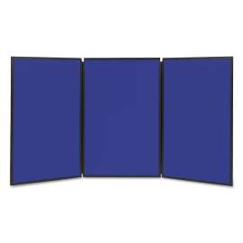 Show-It! Display System, Three-Panel Display, 72 x 36, Blue/Gray Surface, Black PVC Frame