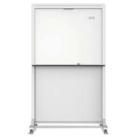 Motion Dual-Track Mobile Magnetic Dry-Erase Easel, 40.5 x 34, White Surface, White Aluminum Frame