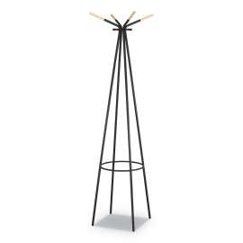 Family Coat Rack, 4 Garments, 16.5w x 16.5d x 72.75h, Black