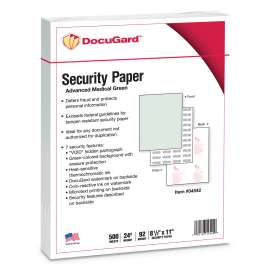 Medical Security Papers, 24 lb Bond Weight, 8.5 x 11, Green, 500/Ream