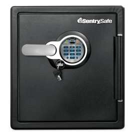 Fire-Safe with Biometric and Keypad Access, 1.23 cu ft, 16.3w x 19.3d x 17.8h, Black