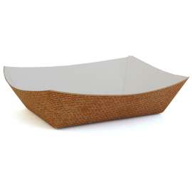 Hearthstone Food Trays, 8.48 x 5.85 x 2.32, Brown/White, Paper, 500/Carton