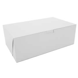 white one-piece non-window bakery boxes, 10.75 x 6.75 x 3.63, white, paper, 250/carton