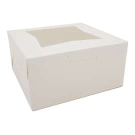 white window bakery boxes with tuck-in lid, 10 x 10 x 5, white, paper, 150/carton