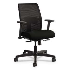 HON Solve Series Mesh Back Task Stool, Supports Up to 300 lb, 23" to 33" Seat Height, Meadow Seat/Back, Black Base