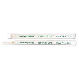 Clear Wrapped Straw, 7.75", PLA, 400/Pack, 24 Packs/Carton